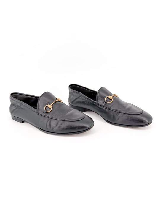 Gucci Brixton Horsebit Flat Collapsible Loafers Black  Gucci Brixton Horsebit Flat Collapsible Loafers Black Leather Size 37 US 7 Women